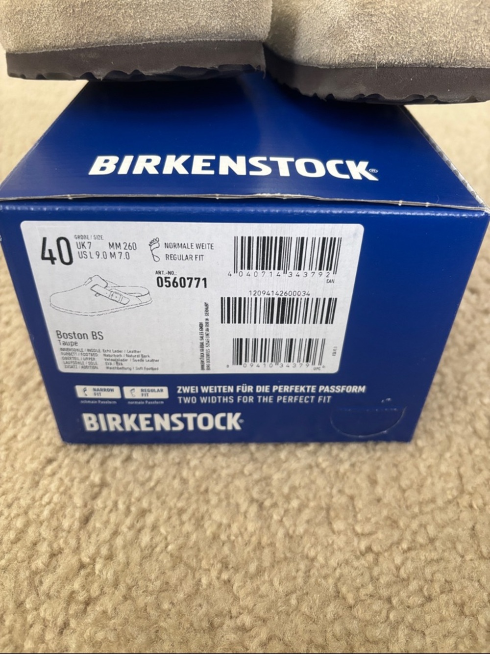 NIB Birkenstock Taupe Suede Boston BS Clog - Taupe - Size 40 US L 9 M 7 Regular - Picture 2 of 6